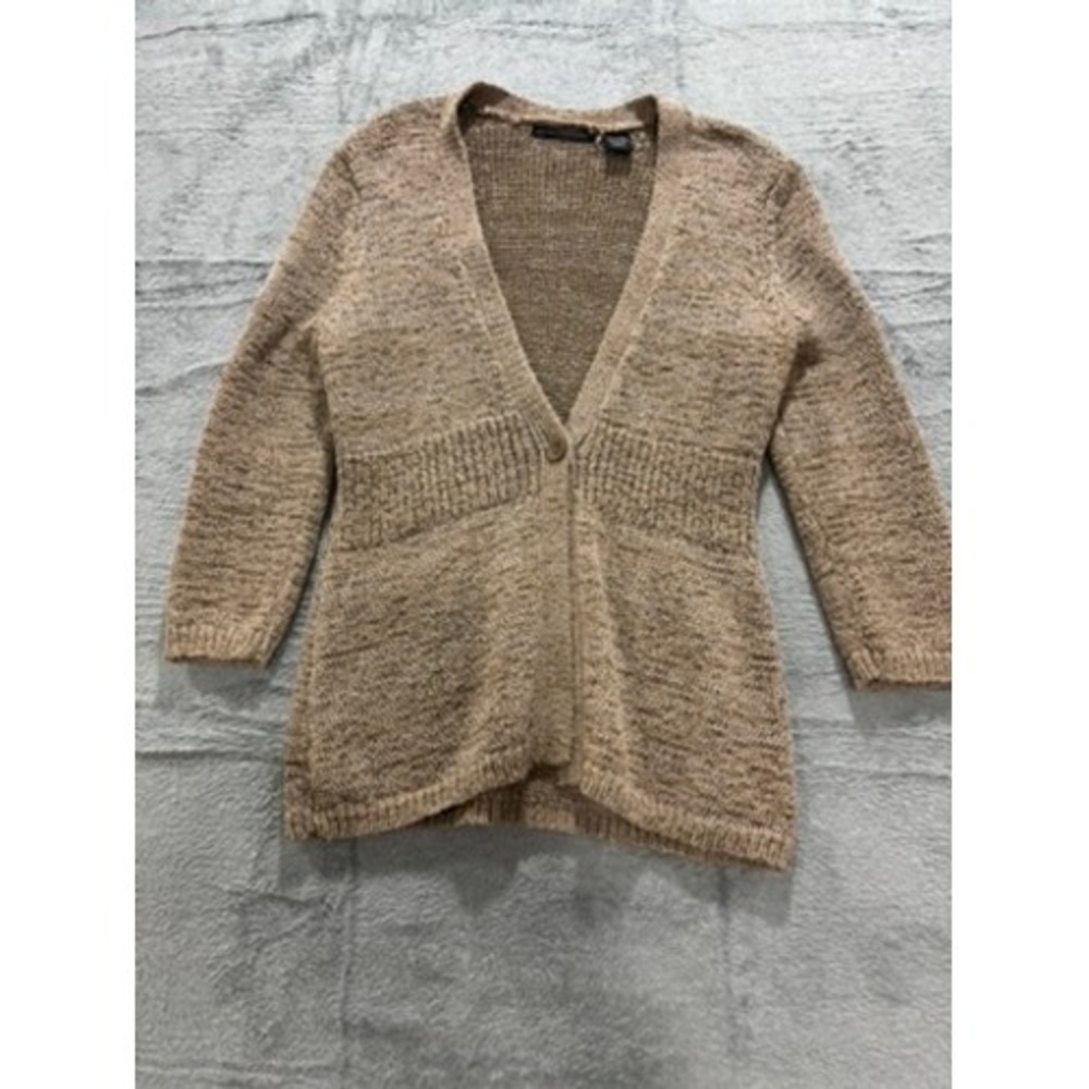 Preswick & Moore Cardigan Sweater Beige Knit Button Front Cozy Layer Sz XL